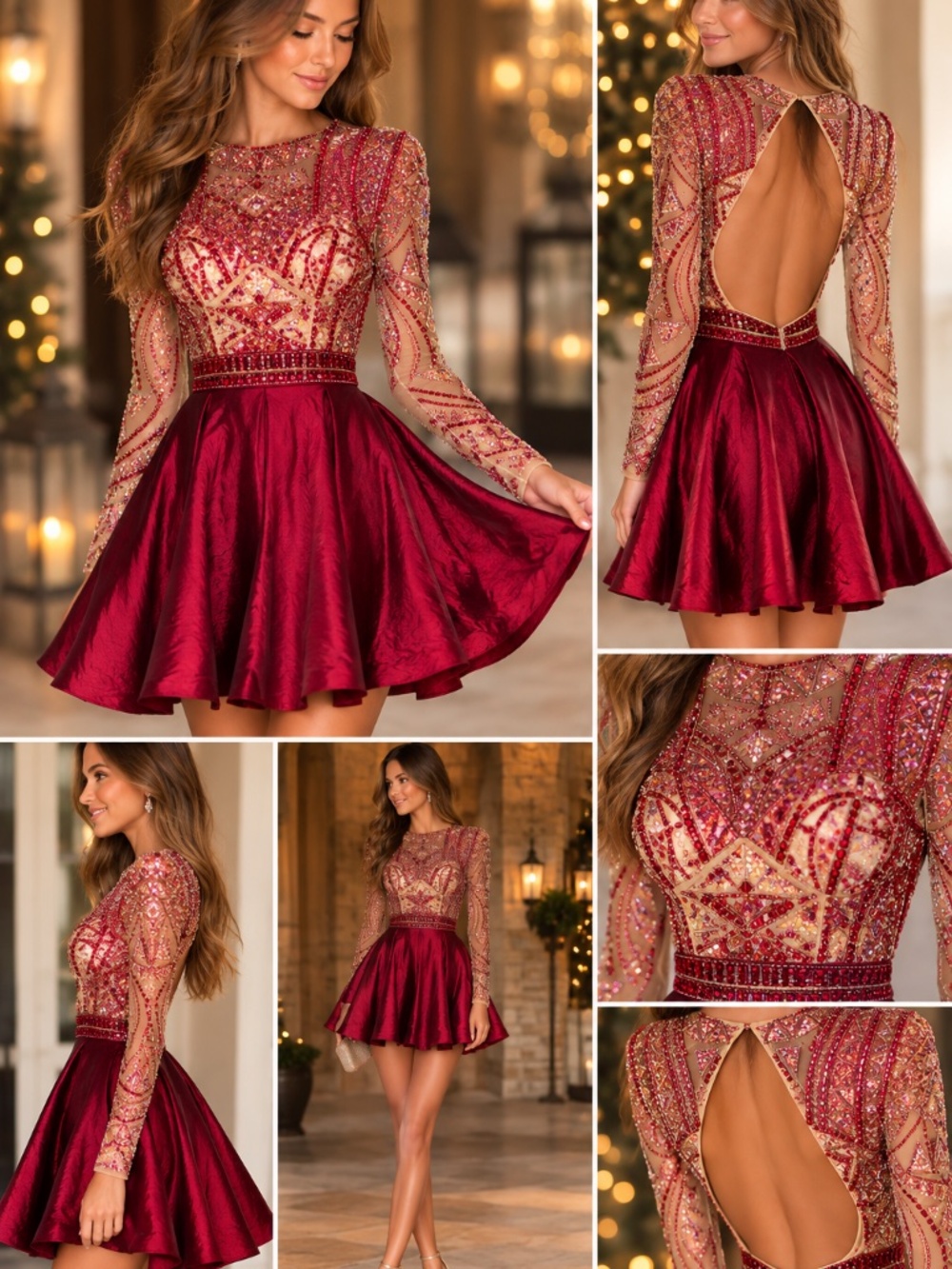 Sherri Hill Size 4 Red Beaded Sequin 2 Piece Open Back Homecoming Mini Dress NWT